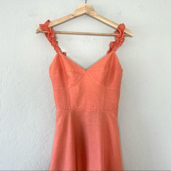 Roller Rabbit 100% Linen Ruffle Strap Midi Dress - Picture 2 of 10